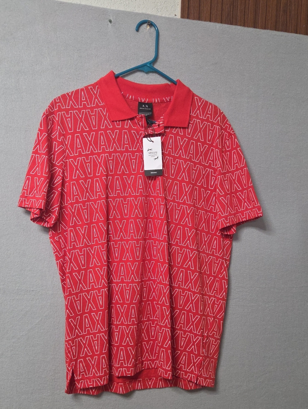 Armani Exchange Red AX-Print Polo Shirt Large Sz.